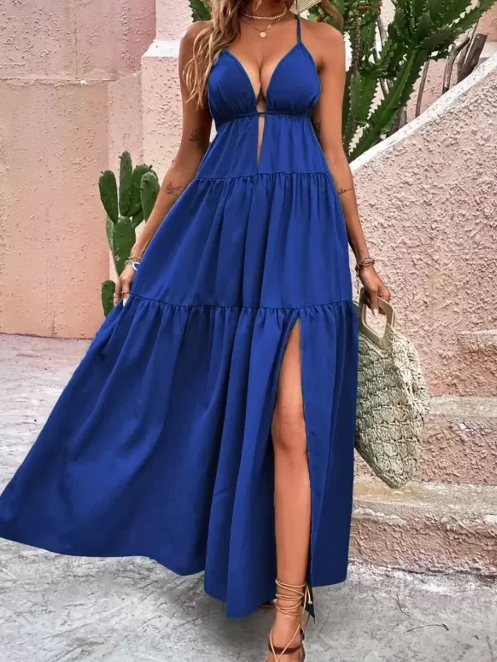 Women’s Royal Blue Maxi Dress with Slit